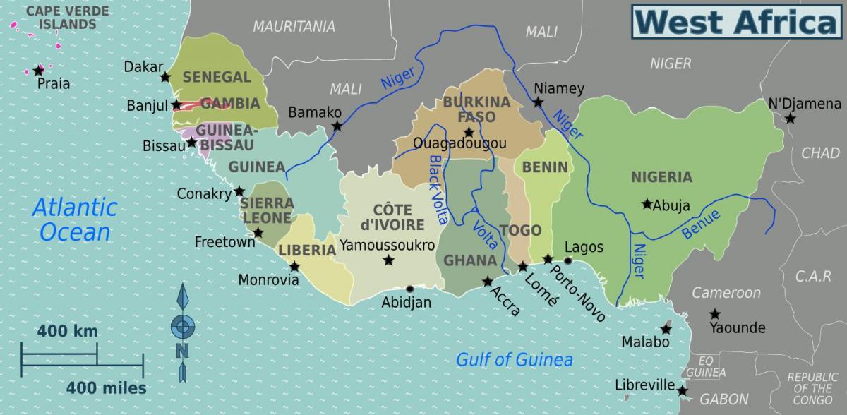 Քարտեզ Գանա Արեւմտյան Աֆրիկա