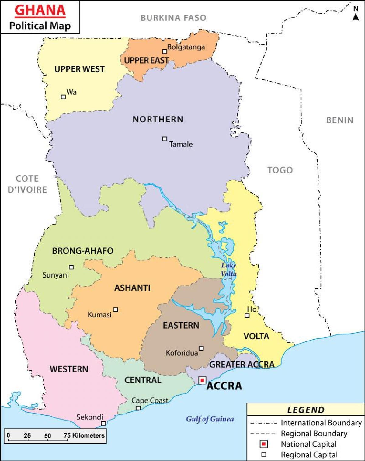 Քարտեզ քաղաքական Գանա
