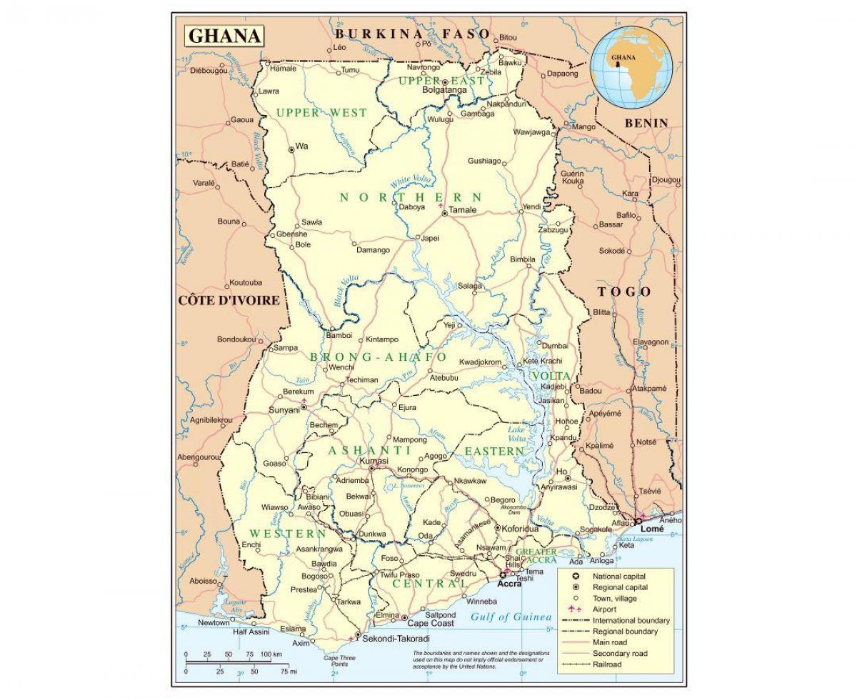 վարչական քարտեզ Գանայի